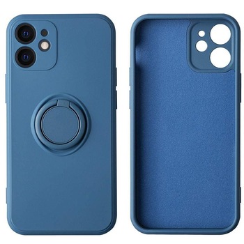 Husa protectie Flippy compatibila cu Apple iPhone 12 Mini Liquid Silicone Ring cu suport rotativ Albastru Husa protectie Flippy compatibila cu Apple iPhone 12 Mini Liquid Silicone Ring cu suport rotativ Albastru