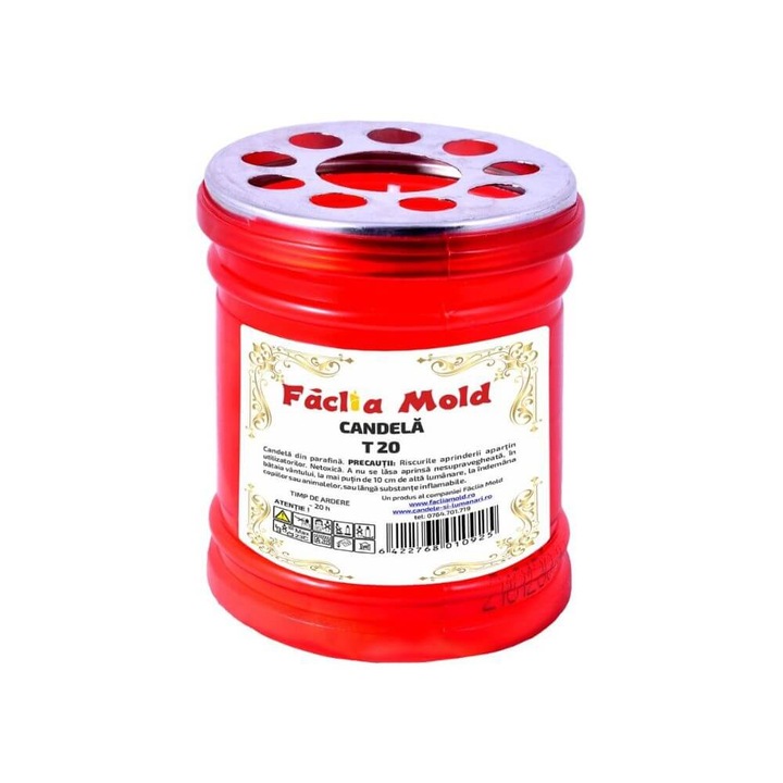 Candela Faclia Mold T20, cu Capac, 20 h Timp de Ardere