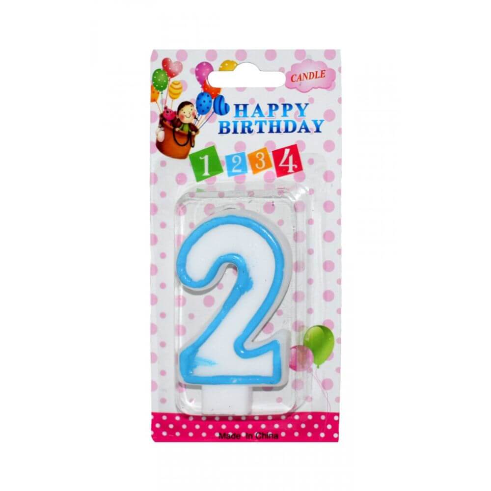 Set 12 Lumanari Aniversare Cifra 2, Culori Diverse