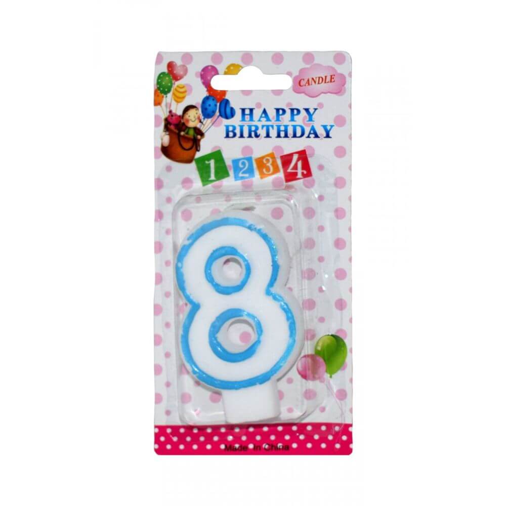 Set 12 Lumanari Aniversare Cifra 8, Culori Diverse