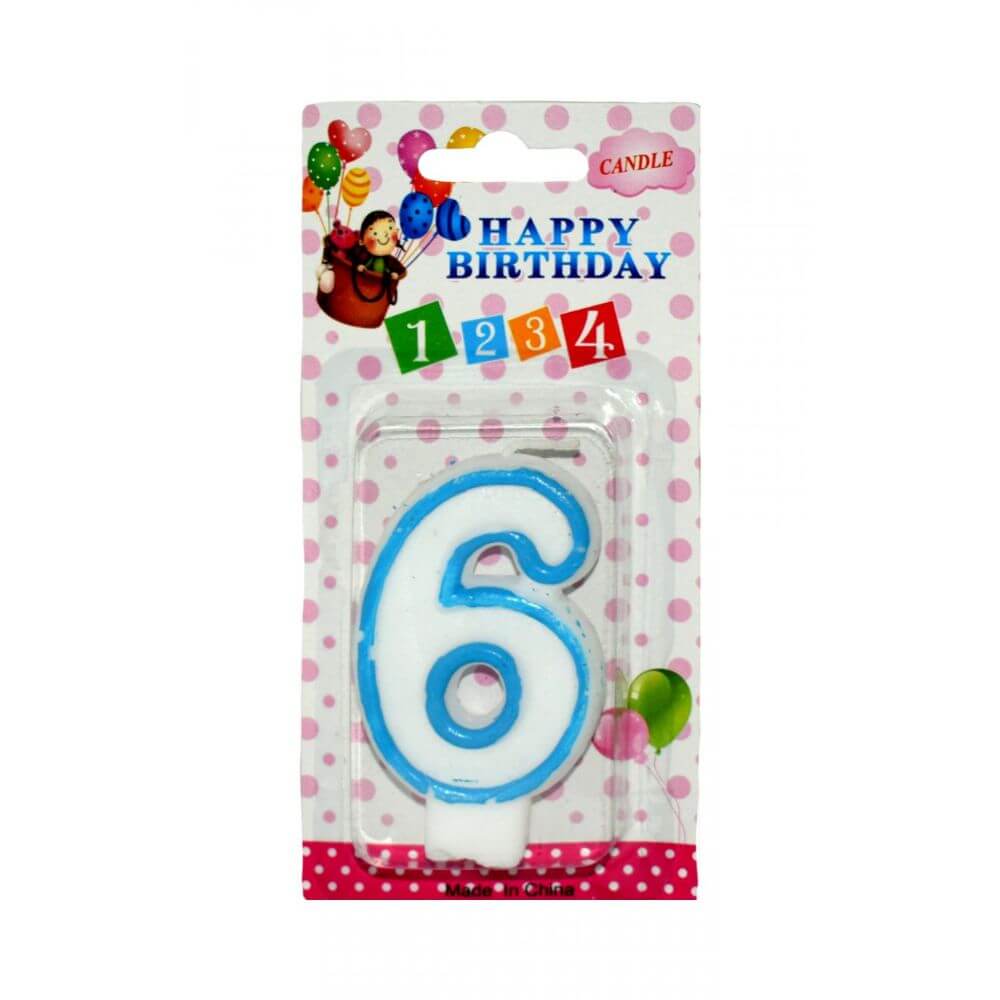 Set 12 Lumanari Aniversare Cifra 6, Culori Diverse