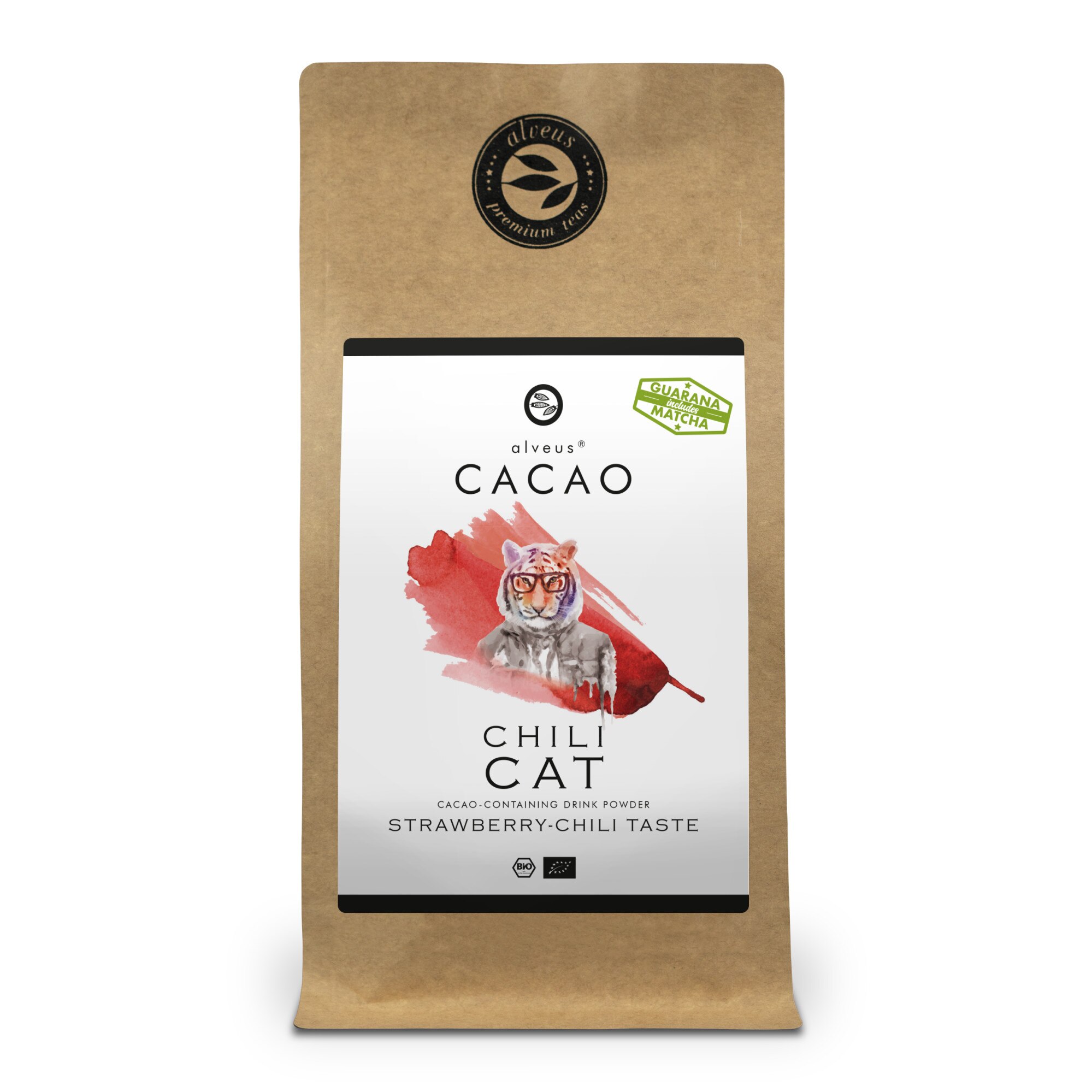 Cacao pudra, cu guarana si matcha Chili Cat Alveus Strawberry Chili Taste125g plic