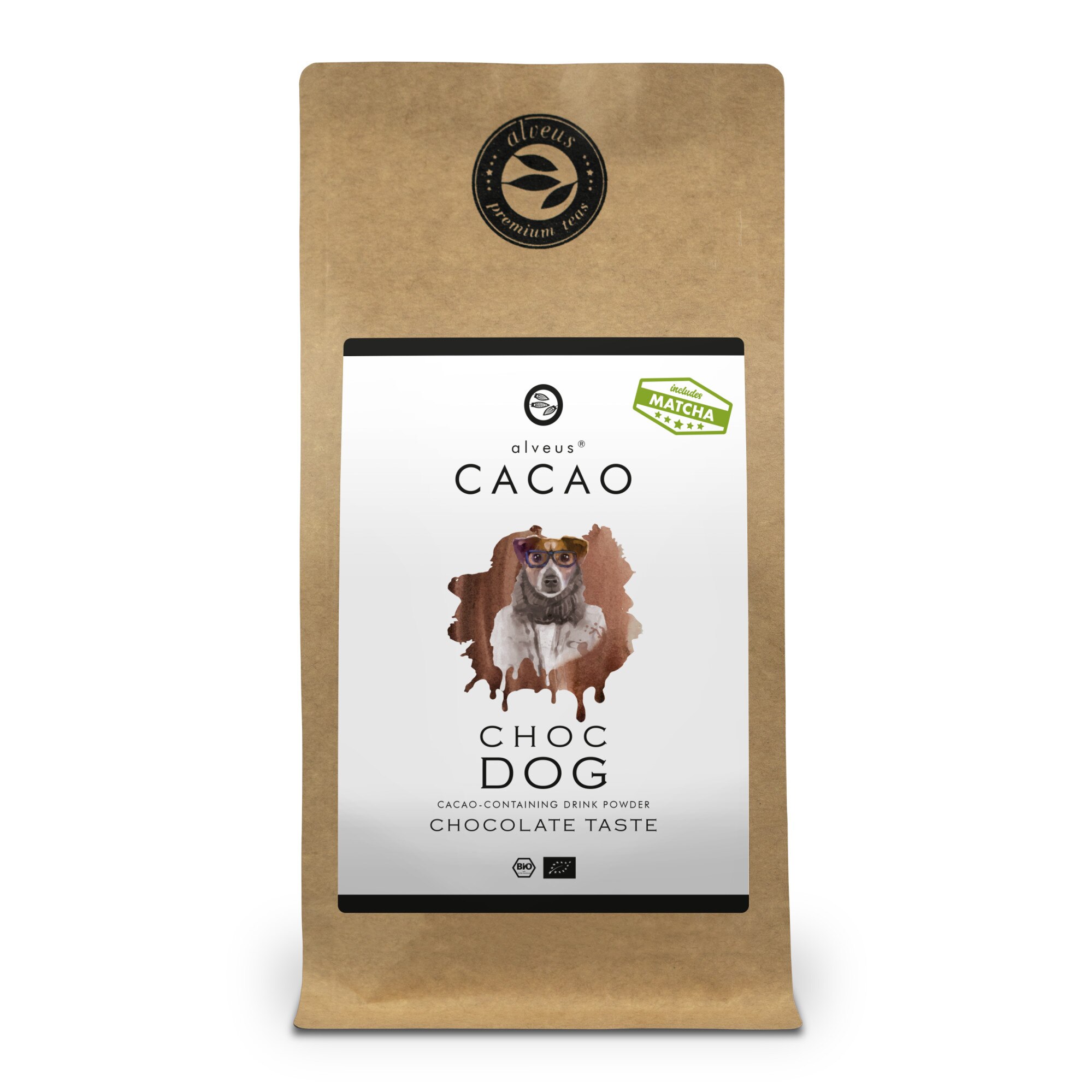 Cacao pudra si matcha Choc Dog Alveus Chocolate Taste125g plic