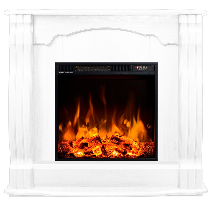 Semineu electric, Masomi, Glazgow 23 & Frank-20' 1600 W, lemn alb, 98*89*32 cm