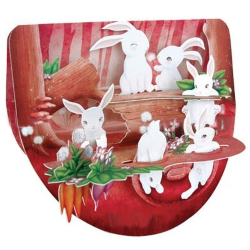 Felicitare 3D Popnrock-Iepuri in padure