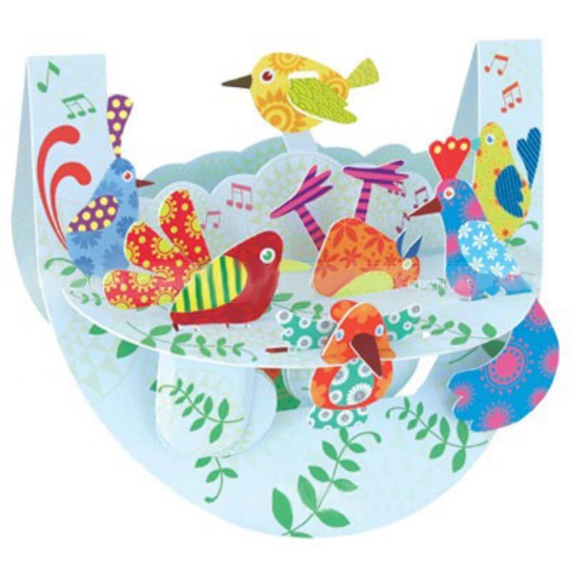 Felicitare 3D Popnrock-Pasari Multicolore