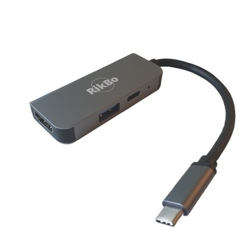 Hub Adaptor 3 in 1 RikBo® Plug & Play, USB Type-C la 1 x 87W USB-C - Power Delivery, 1 x 4K HDMI, 1x USB 3.0 Hub Adaptor 3 in 1 RikBo® Plug & Play, USB Type-C la 1 x 87W USB-C - Power Delivery, 1 x 4K HDMI, 1x USB 3.0