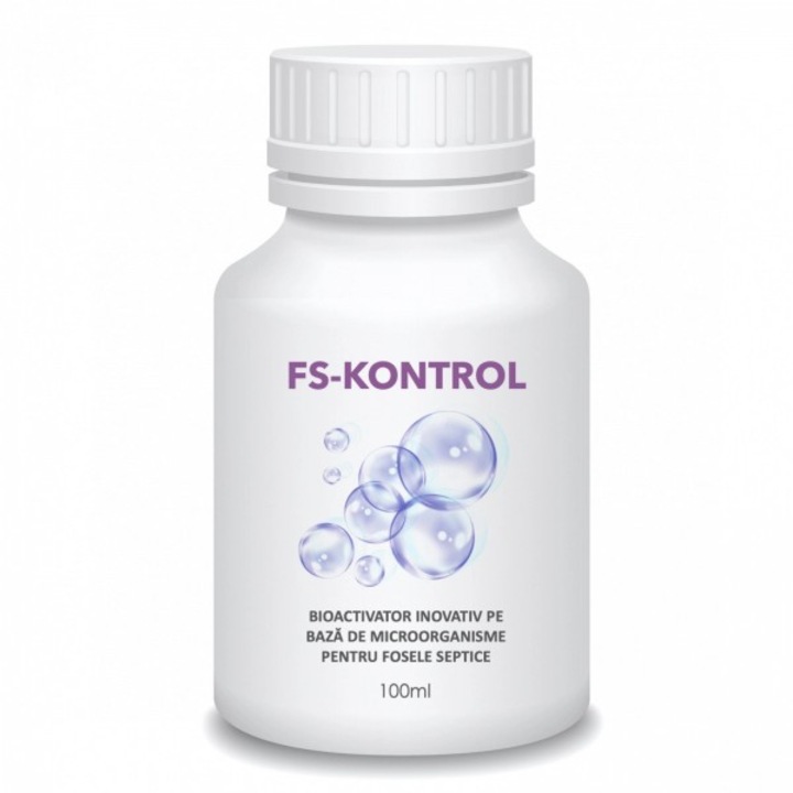 Bioactivator formulat pe baza de microorganisme, cu o forumulare inovativa, realizat pentru activarea si accelerarea procesului de fermentatie din interiorul foselor septice, FS KONTROL, 100 ml