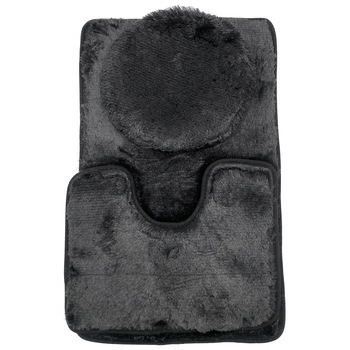 Set 3 covoraselor baie, Poliester, Uni, Negru Set 3 covoraselor baie, Poliester, Uni, Negru