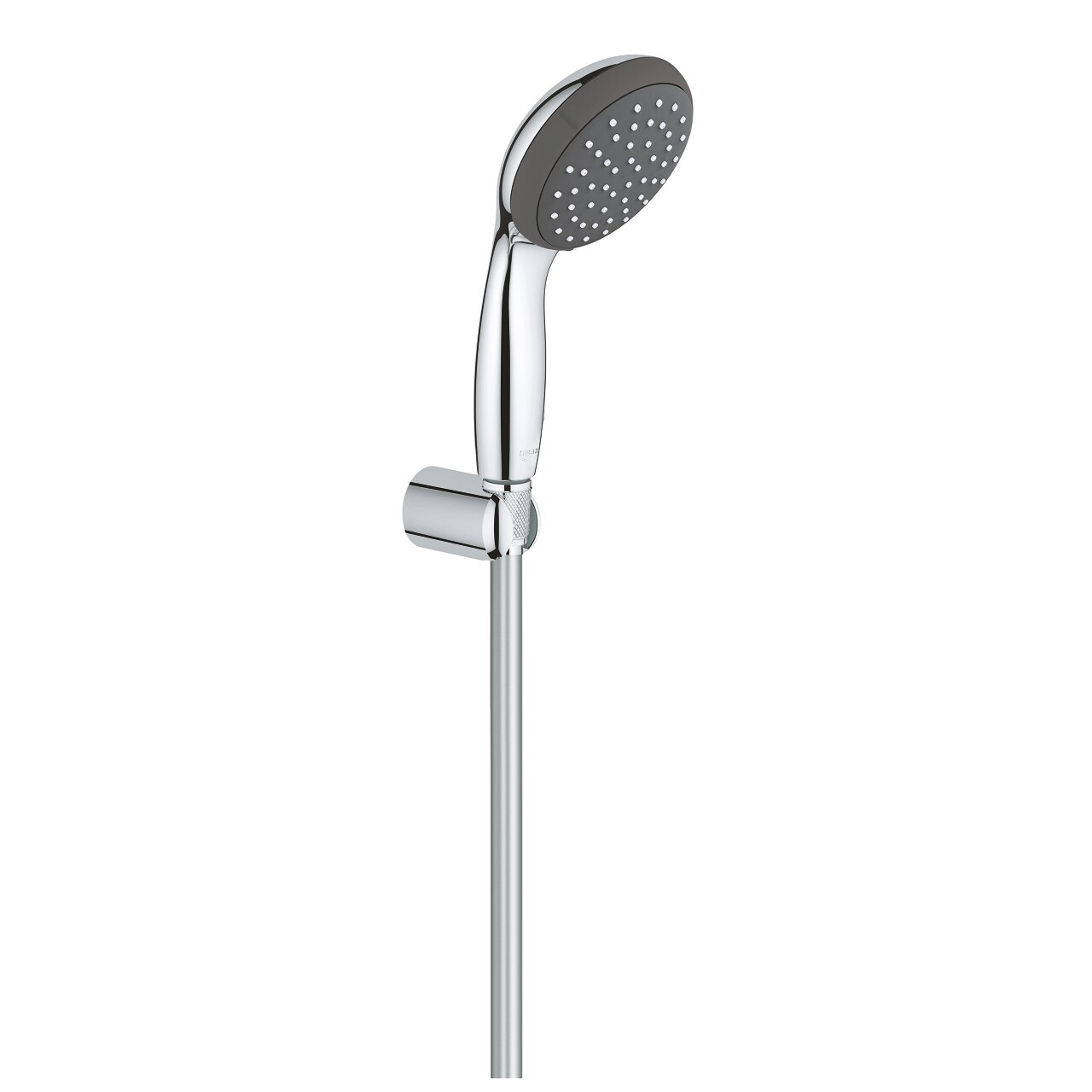 Set dus Grohe Vitalio, crom-negru, 1 tip jet, furtun 1.75m, suport perete nereglabil