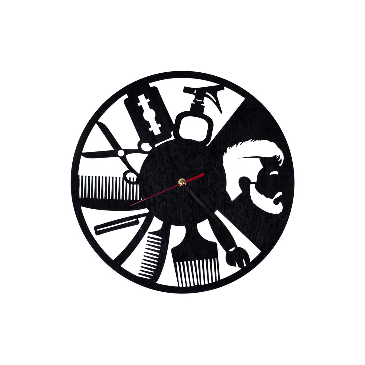 Ceas Personalizabil de lemn decorativ Barbershop 25 cm x 25 cm