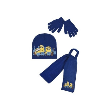 Set caciula, manusi, fular Minions 8806, Albastru Set caciula, manusi, fular Minions 8806, Albastru