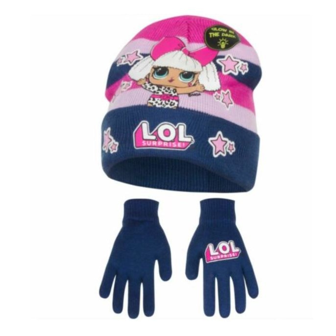 Set 2 piese caciula si manusi L.O.L. Surprize 8560, Bleumarin