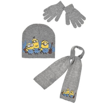 Set caciula, manusi, fular Minions 8806, Gri Set caciula, manusi, fular Minions 8806, Gri