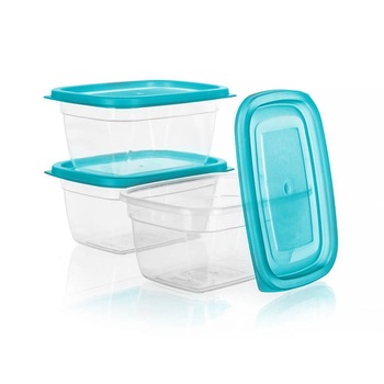 Set 3 cutii alimentare cu capac Banquet, 0.95 L, turcoaz Set 3 cutii alimentare cu capac Banquet, 0.95 L, turcoaz