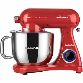 Mixer cu bol Daewoo DHM300R, 3000 W, 6 trepte de viteza + functia Pulse, capacitate bol inox 6 l, corp complet aluminiu, accesorii incluse:tel, carlig framantare, palete amestecare, Rosu Mixer cu bol Daewoo DHM300R, 3000 W, 6 trepte de viteza + functia Pulse, capacitate bol inox 6 l, corp complet aluminiu, accesorii incluse:tel, carlig framantare, palete amestecare, Rosu