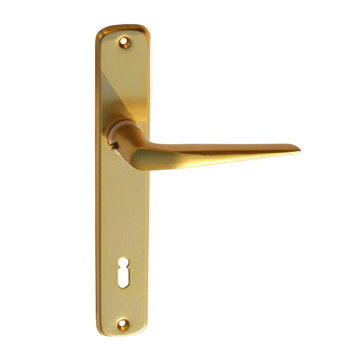 SB Ajtó kilincs 410 + ajtócím 90mm normál kulcslyukas F3 eloxált