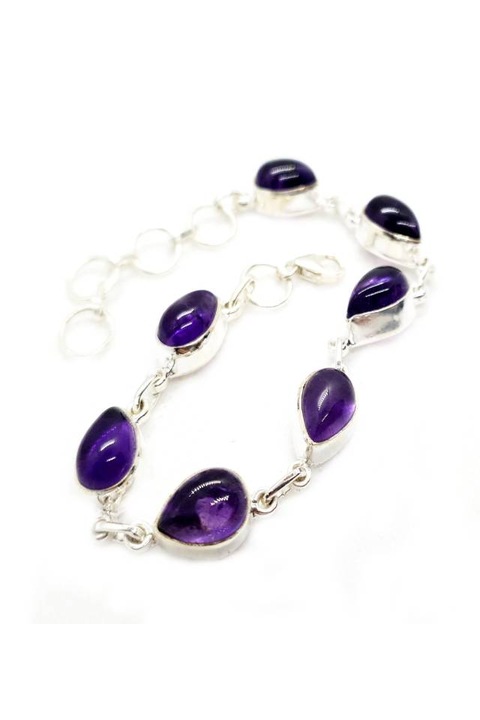 Bratara tip lant din argint 925 cu piatra Ametist naturala