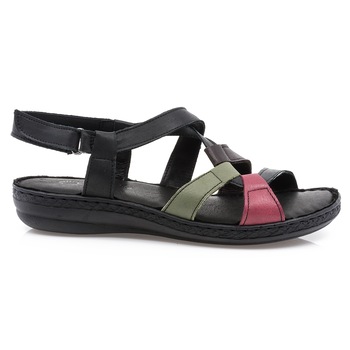 Sandale dama, Caspian, Cas-459-T453, casual, piele naturala, Negru/Multicolor Sandale dama, Caspian, Cas-459-T453, casual, piele naturala, Negru/Multicolor