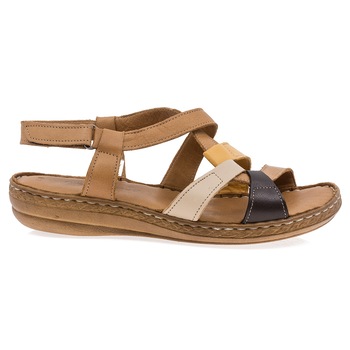 Sandale dama, Caspian, Cas-459-T453, casual, piele naturala, Maro/Multicolor Sandale dama, Caspian, Cas-459-T453, casual, piele naturala, Maro/Multicolor