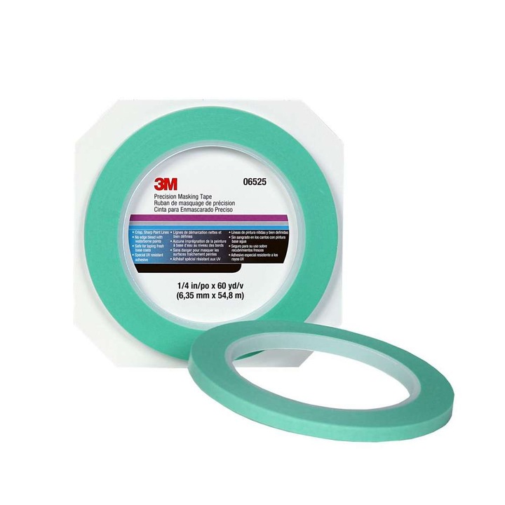 Маскираща лента 3M Precision Tape, зелена, 6.35mm x 55m - eMAG.bg