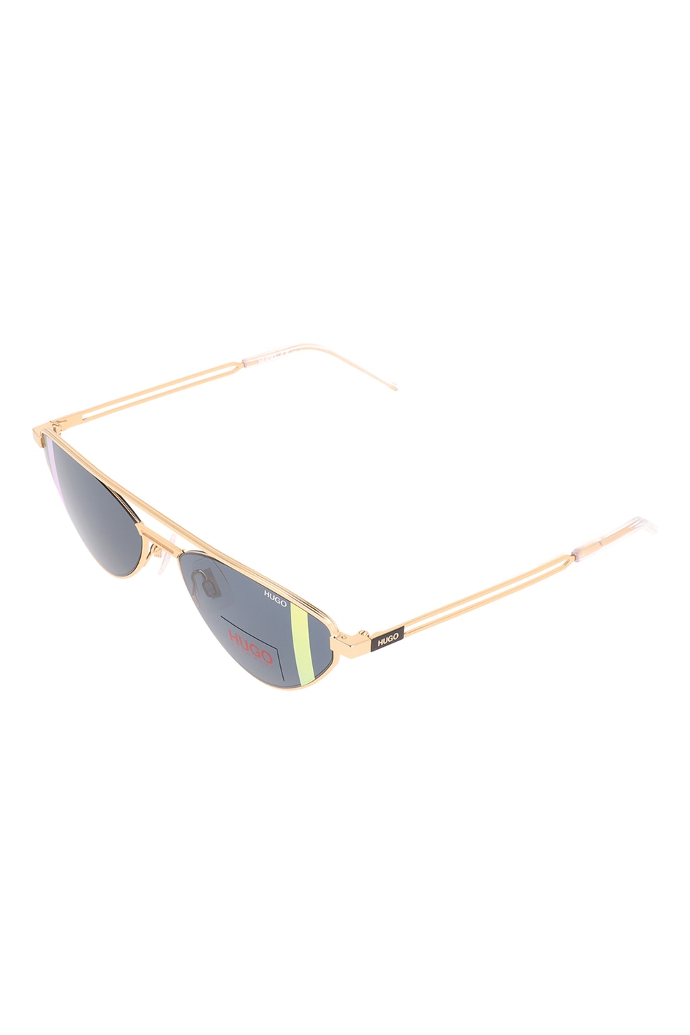 HUGO, Ochelari de soare cat-eye cu rama metalica, Auriu/Negru, 57-16-145 Standard