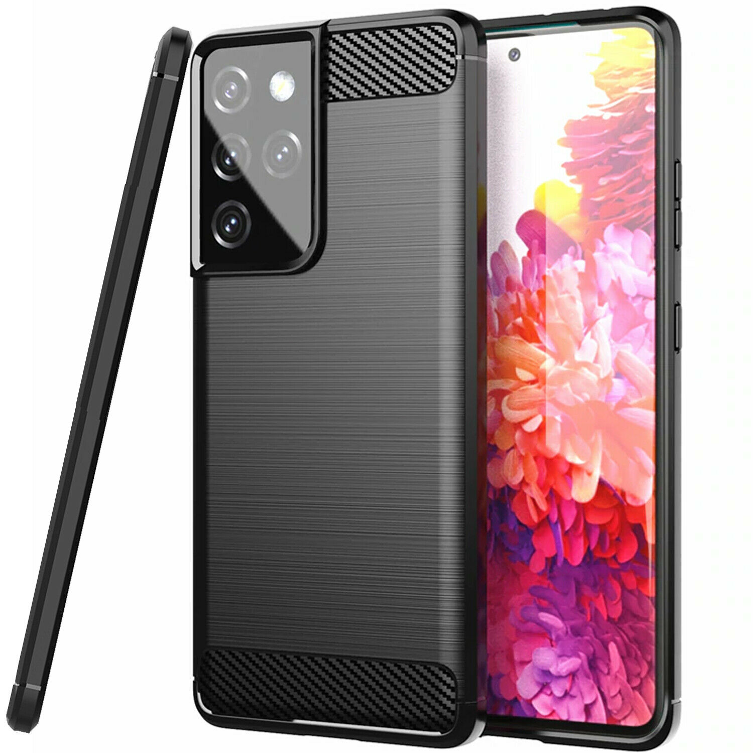 Husa protectie Forcell carbon pentru Samsung Galaxy S21 Ultra, negru
