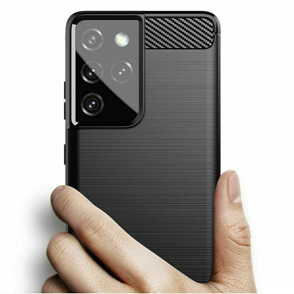 Husa protectie Forcell carbon pentru Samsung Galaxy S21 Ultra, negru