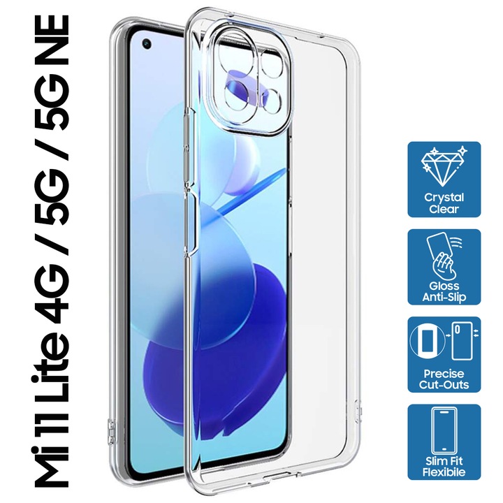 Husa de protectie din silicon pentru Xiaomi Mi 11 Lite / Xiaomi Mi 11 Lite 5G, UltraSilm, Transparenta