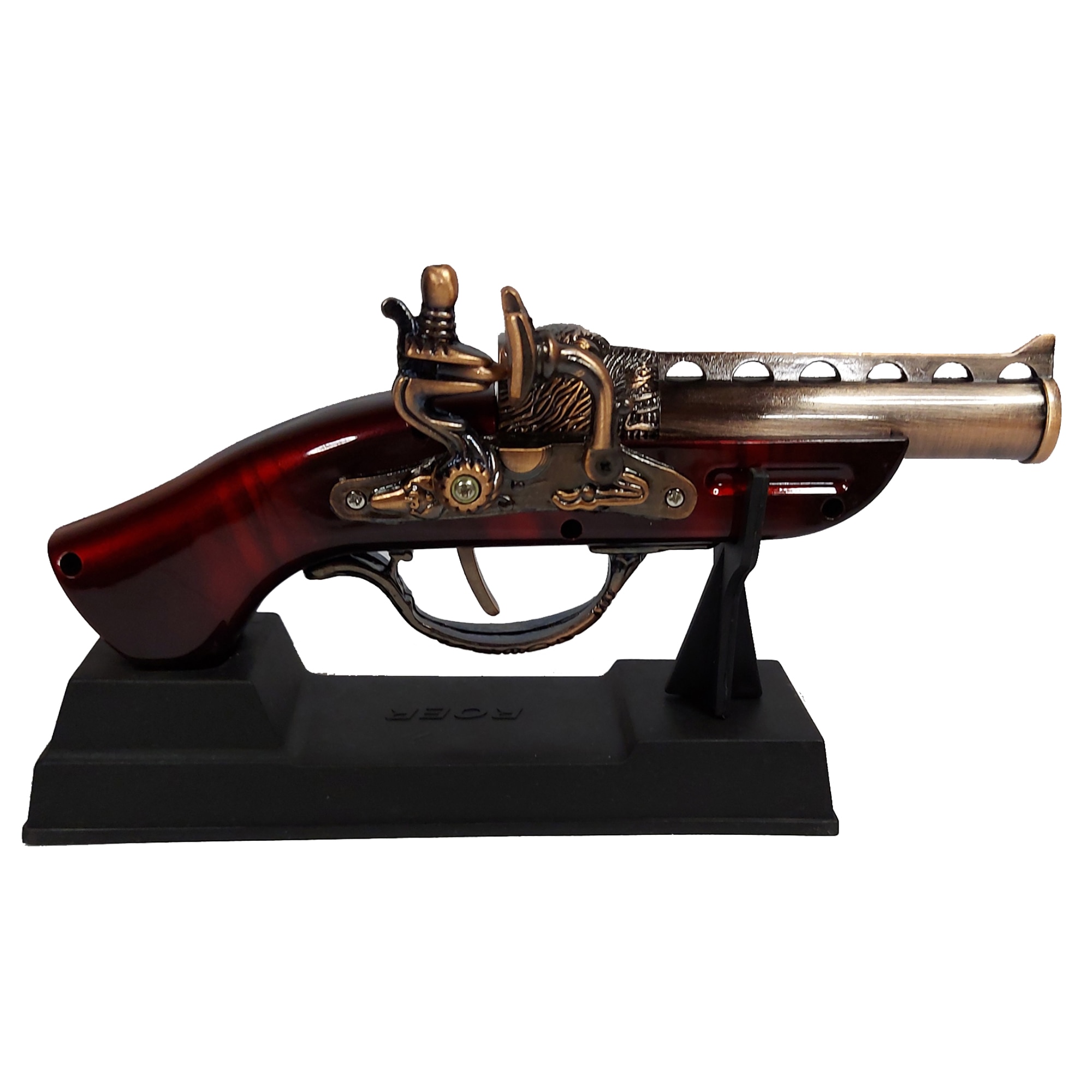 Decoratiune ArtDeco Pistol Bricheta model vintage cu cap de urs, dimensiuni 18 cm lungime, 8 cm latime si 3 cm grosime