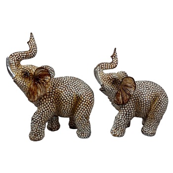 Set 2 Statuete ArtDeco Sparkle Elefanti din polirasina de culoare ciocolatiu cu alb si sclipici Set 2 Statuete ArtDeco Sparkle Elefanti din polirasina de culoare ciocolatiu cu alb si sclipici