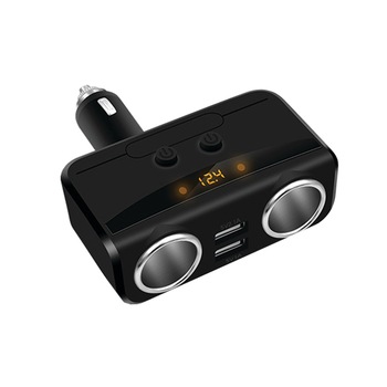 Adaptor Spliter Priza Bricheta Auto multufunctional, cu 2 Iesiri, 2 porturi USB - Phuture® Adaptor Spliter Priza Bricheta Auto multufunctional, cu 2 Iesiri, 2 porturi USB - Phuture®