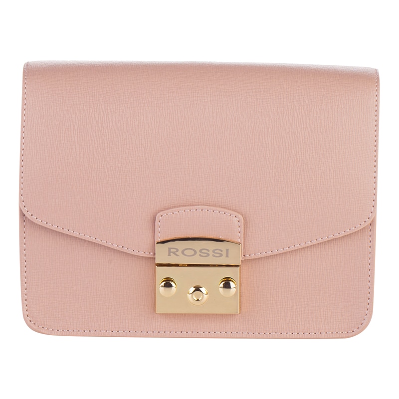 Poseta din piele naturala, Rossi, RSS85303, 21x15x9, Pudra roz