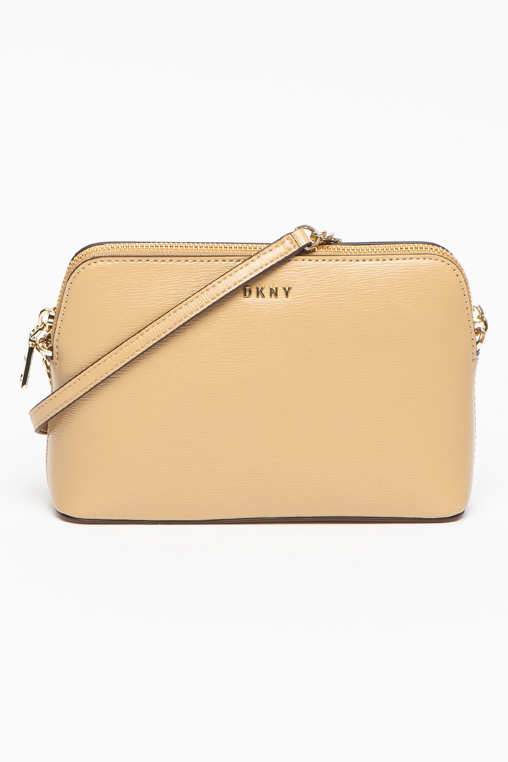 DKNY, Geanta crossbody de piele Bryant, Maro camel