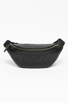 DKNY, Borseta de piele ecologica cu logo in relief Tilly, Negru DKNY, Borseta de piele ecologica cu logo in relief Tilly, Negru