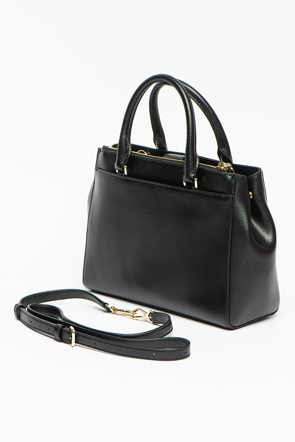 DKNY, Geanta de piele cu bareta de umar Bryant, Negru