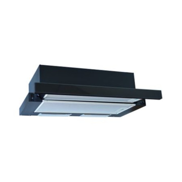 Hota telescopica cu motor dublu, 2 filtre aluminiu, incorporabila, neagra, 420m3/h / Z-ONLINE 3680