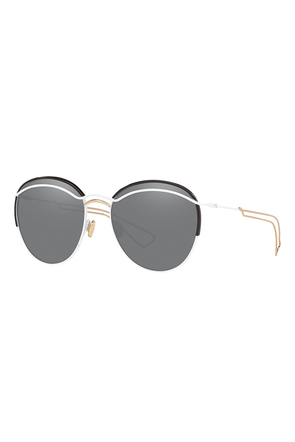 DIOR, Ochelari de soare cu rama rotunda si metalica, Alb/Auriu