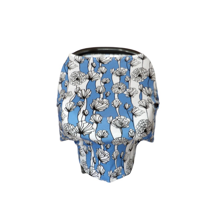 Husa protectie multifunctionala din bumbac 7 in 1 albastru alb