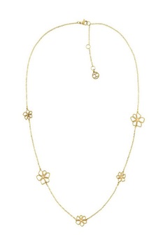 Tommy Hilfiger, Colier din otel inoxidabil cu pandantive in forma de floare, Auriu Tommy Hilfiger, Colier din otel inoxidabil cu pandantive in forma de floare, Auriu