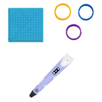 Creion 3D cu afisaj led, pentru desenat, violet, rezerve filament PLA si tabla cu rol de suport Creion 3D cu afisaj led, pentru desenat, violet, rezerve filament PLA si tabla cu rol de suport