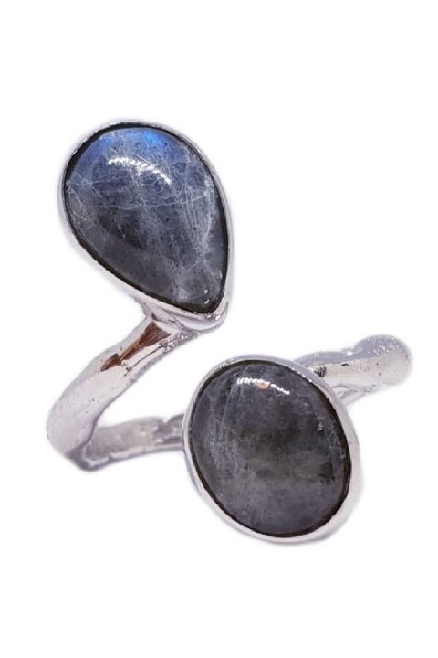 Inel Handmade, din argint 925, cu Labradorit natural, reglabil, model lung