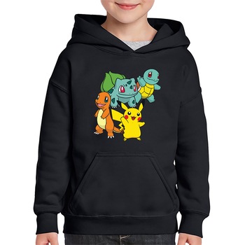 Hanorac copii Pokemon Go Cards Pikachu Bulbasaur, Negru