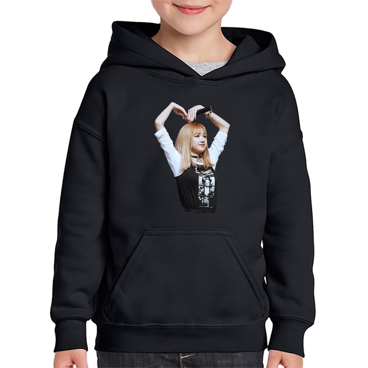 Hanorac copii Lisa Blackpink Kpop K Pop Singer, Negru