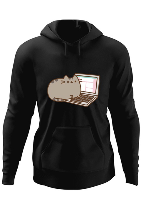 Мъжки суичър Pusheen Cat Laptop Плюшен Свети Валентин