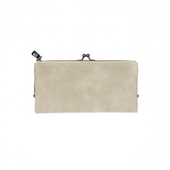 Portofel de dama, din piele ecologica, Gri, cu clips metalic, 19x10x2 cm - PR492 Portofel de dama, din piele ecologica, Gri, cu clips metalic, 19x10x2 cm - PR492