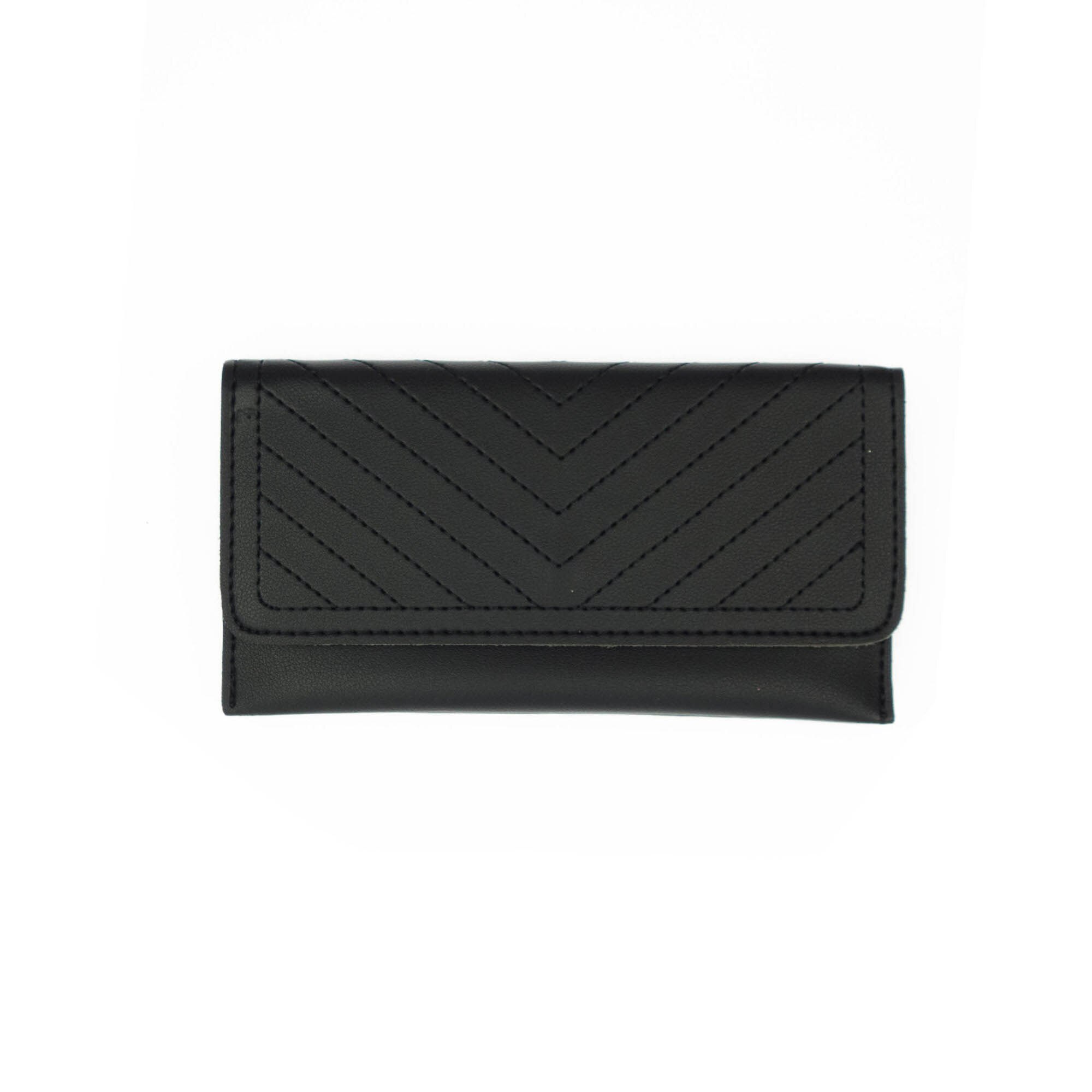 Portofel de dama, din piele ecologica, Buticcochet, Negru,19x10x2 cm - PR450