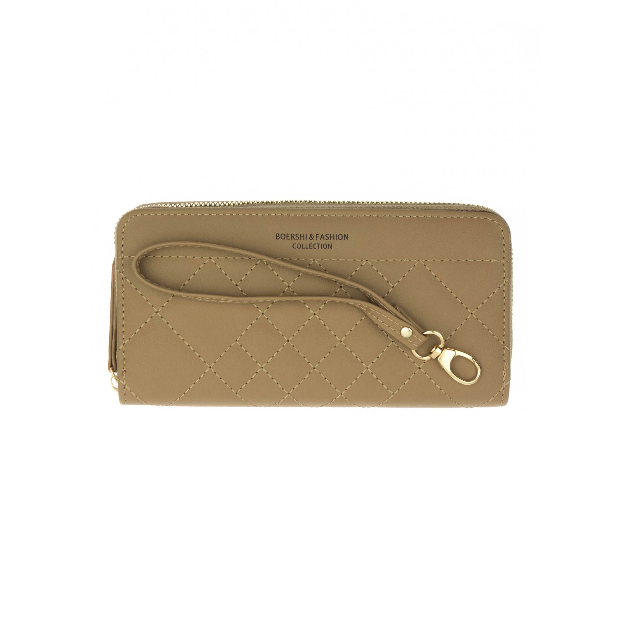 Portofel de dama, din piele ecologica, Buticcochet, Bej, cu un fermoar, 19x10x2.5 cm - PR470