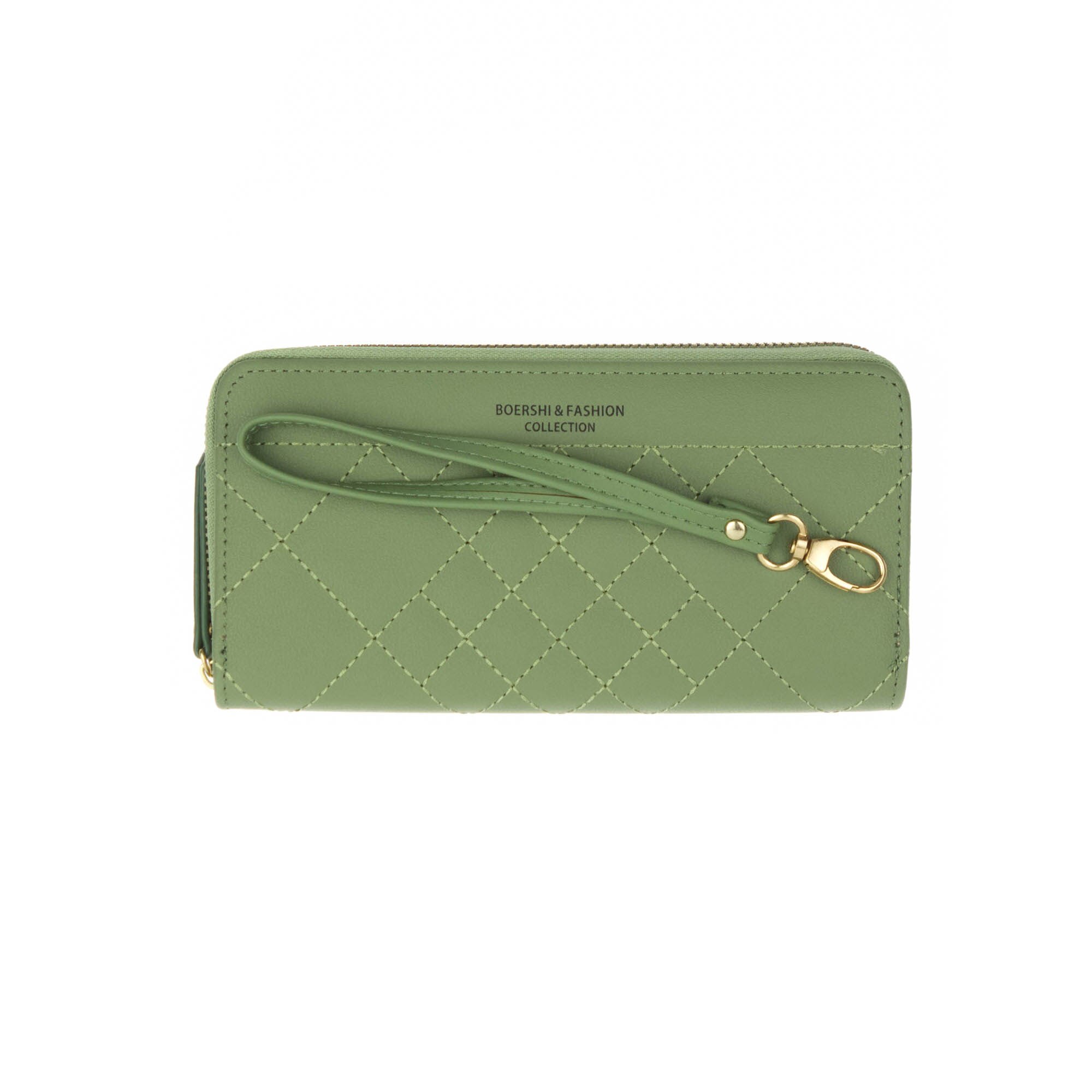 Portofel de dama, din piele ecologica, Buticcochet, Verde, cu un fermoar, 19x10x2.5 cm - PR471