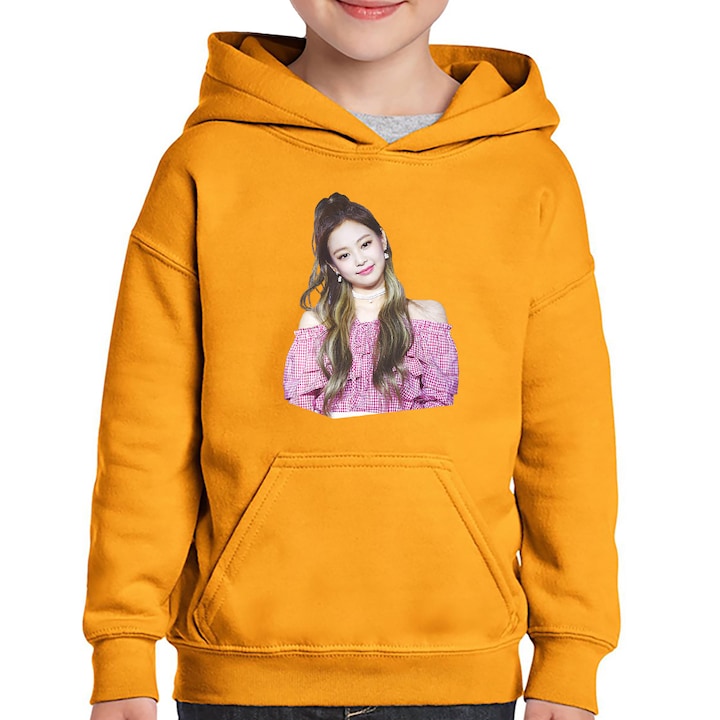 Hanorac copii Blackpink Jennie Kim K-Pop Girl, Portocaliu